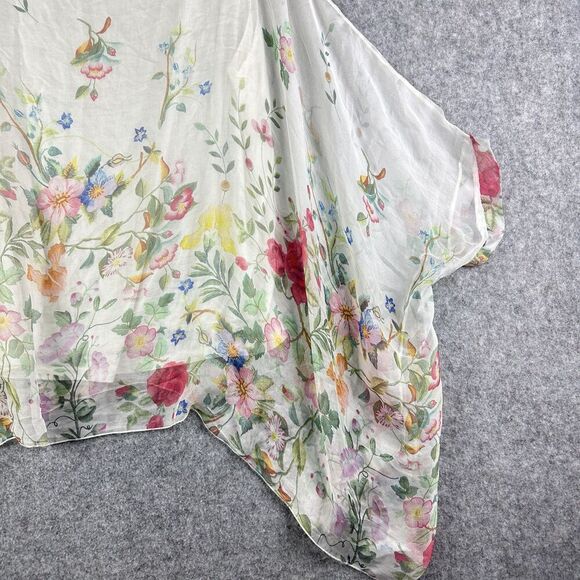Elena Baldi Silk Top Womens L Floral Blouse Watercolor Artsy Lined Stretch Italy - Picture 13 of 16